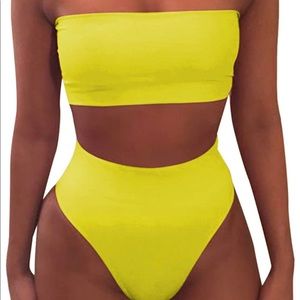 Yellow high waisted bikini